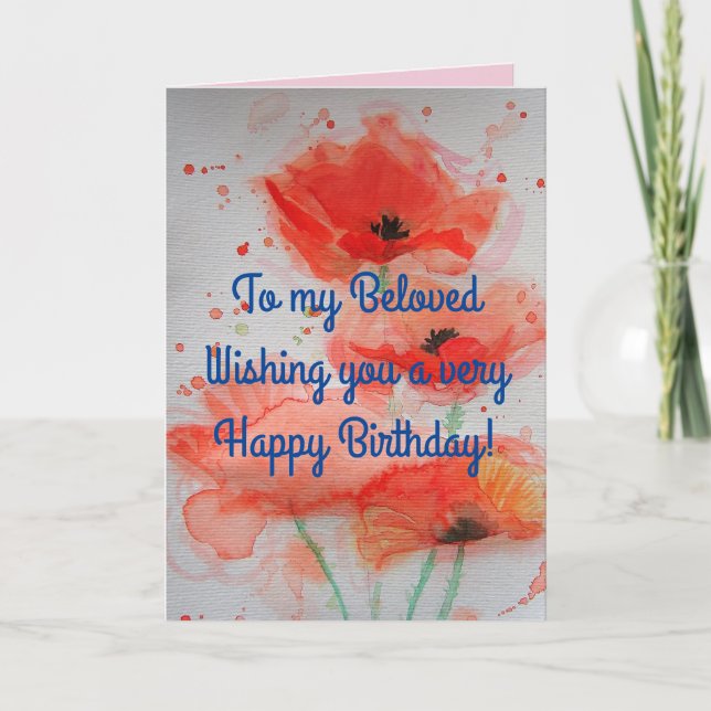 Cartão Bright Red Poppies Watercolor Birthday Card (Frente)