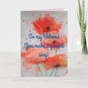 Cartão Bright Red Poppies Watercolor Birthday Card