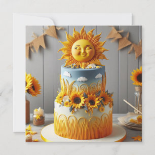 CARTÃO BRIGHT SUN & SFLOWERS DECORRERAM BOLO DE ANIVERSÁR
