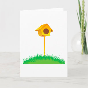 Cartão Bright Yellow Birdhouse on Grass