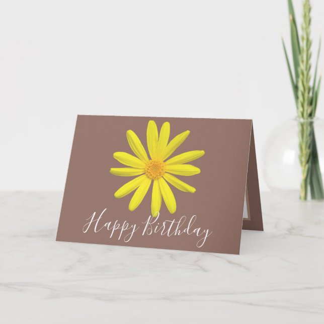 Cartão Bright Yellow Daisy Botanical Modern Chic Birthday (Frente)