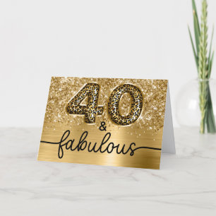 Cartão Brilhante Glamouroso Leopardo Dourado 40 e Fabulos