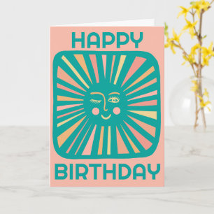 Cartão Brilho Alegre Sol FELIZ ANIVERSÁRIO BDAY Personali