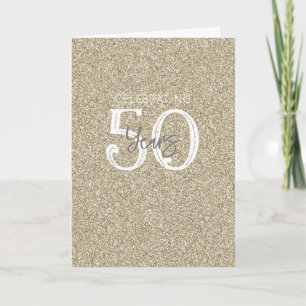Cartão Brilho Dourado Elegante Celebrando 50 Anos Chic