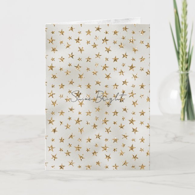 Cartão Brilho Estrelas Brilho Dourado Branco Pérola       (Frente)