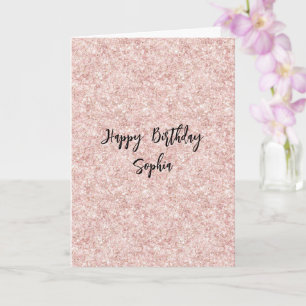 Cartão Brilho Rosa Bege Glitter Aniversário