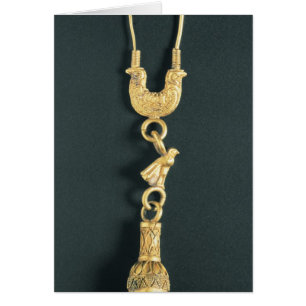 Cartão Brinco Dourado com o pendente gota-dado forma no
