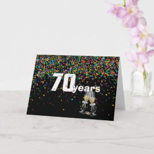 Cartão brinde de 70 de aniversário em confetti