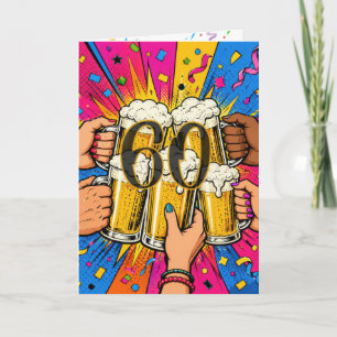 Cartão Brinde de Cerveja de 60 Anos em Pop Art