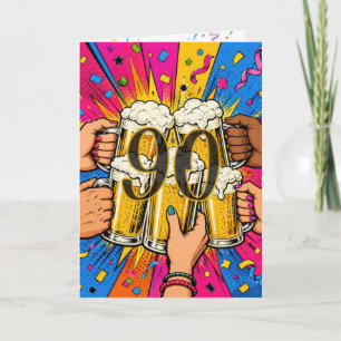 Cartão Brinde de Cerveja de 90 Anos em Pop Art