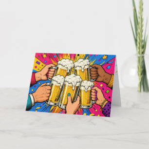 Cartão Brinde de Cerveja de Aniversário Pop Art