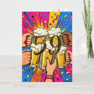 Cartão Brinde de Cerveja no 59º Aniversário em Pop Art