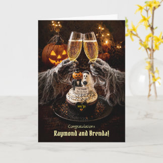 Cartão Brinde de Champanhe de Casamento de Halloween e Cu