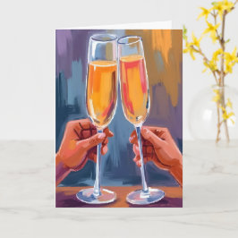 Cartão Brinde de Champanhe | Pintura em Aquarela Comemora