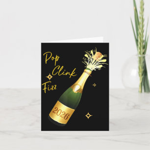 Cartão Brindes ao Ano Novo 2026 Champanhe Bebendo Par