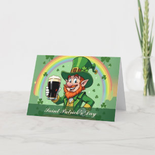 Cartão Brindes do Leprechaun sob o Arco-íris