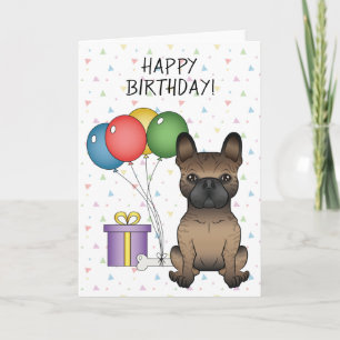 Cartão Brindle French Bulldog Cute Dog Feliz Aniversário
