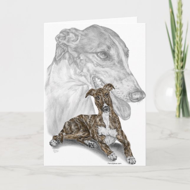 Cartão Brindle Greyhound Dog Art (Frente)
