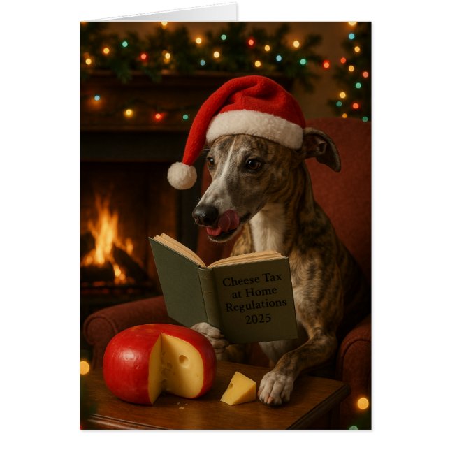 Cartão Brindle Whippet Cheese Tax Christmas greeting card (Frente)