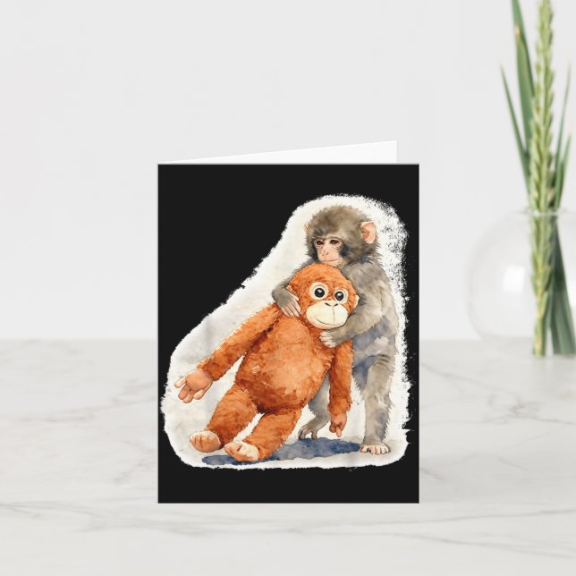 Cartão Brinquedo de pelúcia de macaco orangotango bebê fo (Frente)