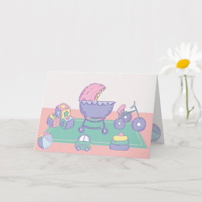 Cartão Brinquedos de Bebê, cor pastel (Planta pequena)