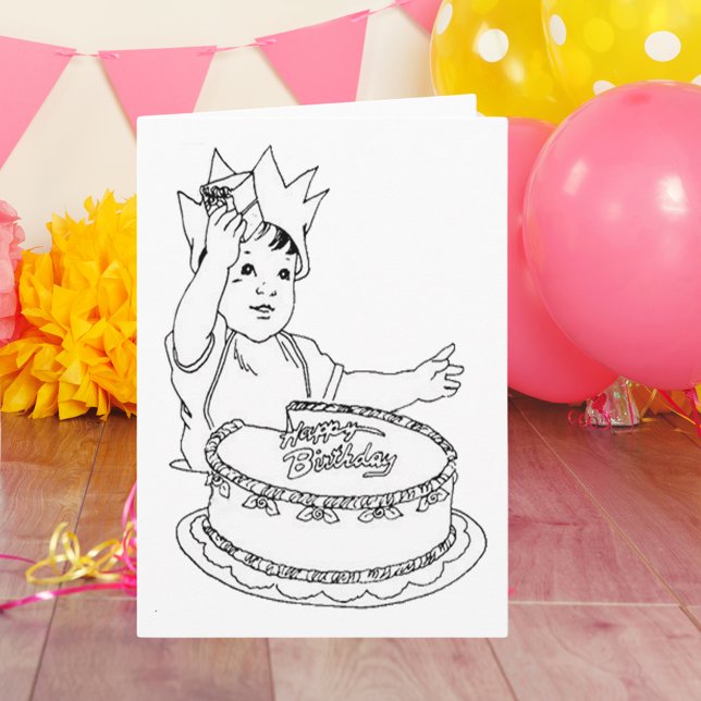 Cartão Brinquedos Divertidos - Dia de Aniversário de "Cor (Happy Birthday Toddler Card)