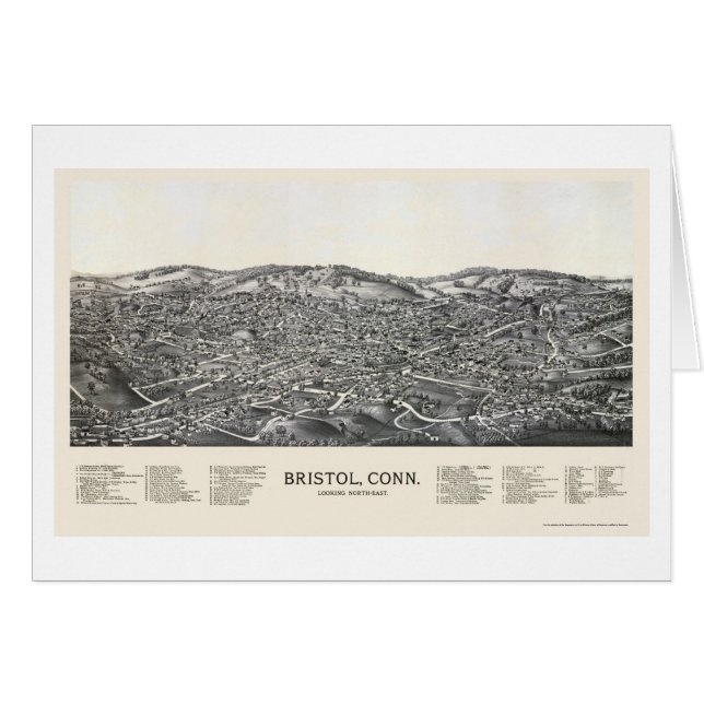 Cartão Bristol, mapa panorâmico do CT - 1889 (Frente Horizontal)