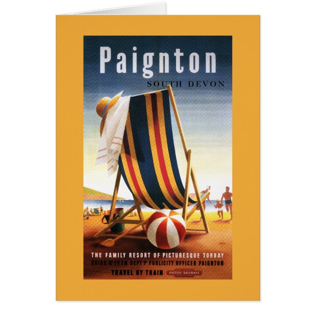 Cartão British Railways Beach Cadeira e Ball Poster (Frente)