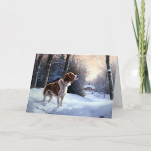 Cartão Brittany Spaniel Deixa-o nevar o Natal