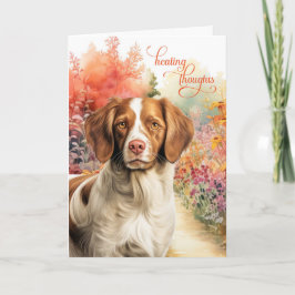 Cartão Brittany Spaniel Dog Colorful Garden Path Get Well