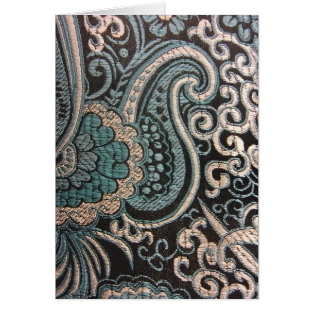 Cartão Brocade Blue & Silver Paisley (Frente)