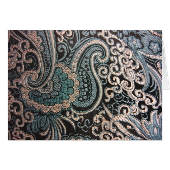 Cartão Brocade Blue & Silver Paisley (Frente Horizontal)