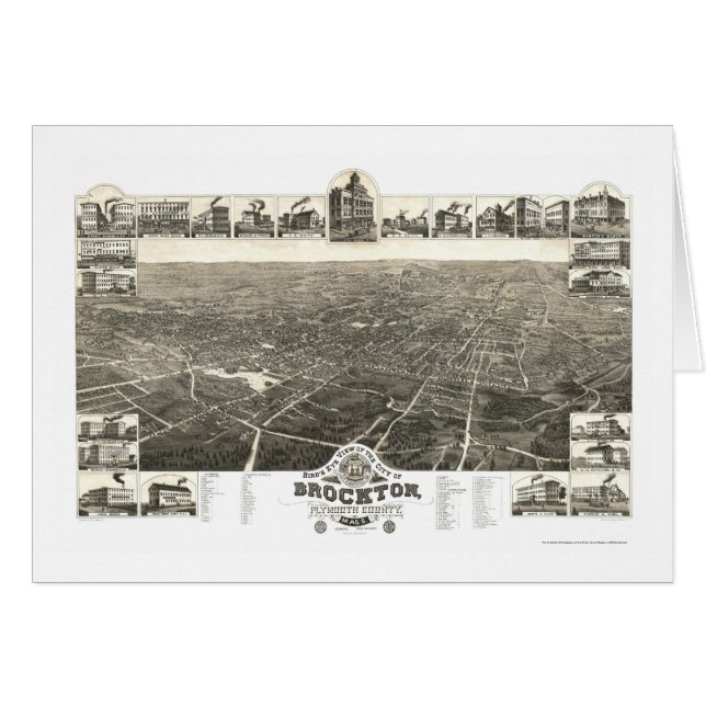 Cartão Brockton, mapa panorâmico das MÃES - 1882 (Frente Horizontal)