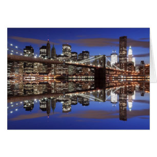 Cartão Brooklyn Bridge e Manhattan Skyline