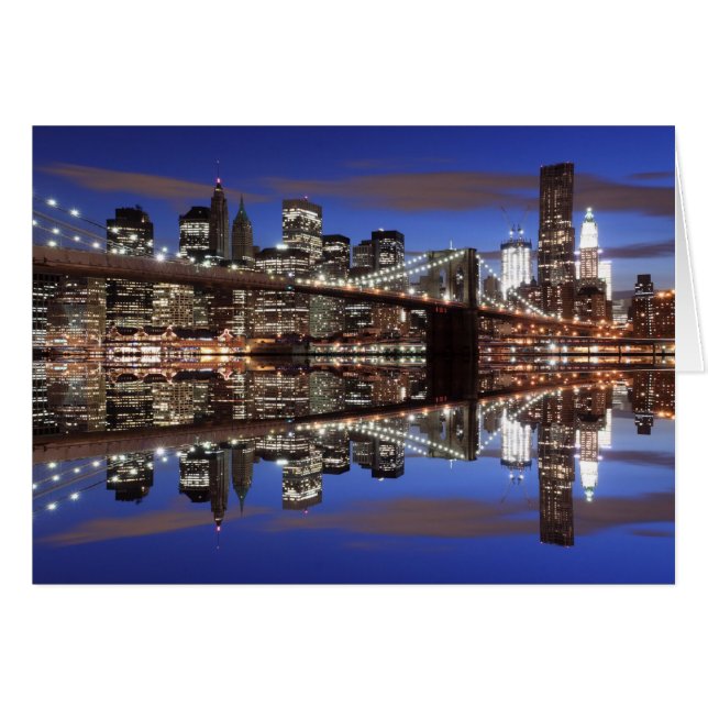 Cartão Brooklyn Bridge e Manhattan Skyline (Frente Horizontal)