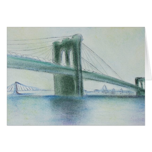 Cartão Brooklyn Bridge Serenity Art NYC Greeting Card (Frente Horizontal)