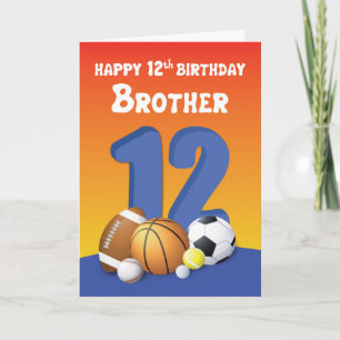 Cartão Brother 12 Birthday Sports Balls