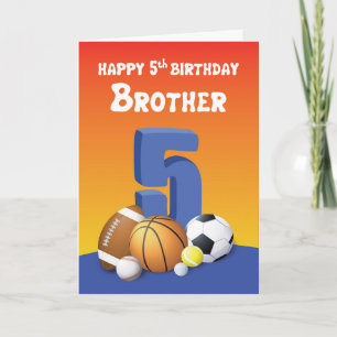 Cartão Brother 5 Birthday Sports Balls