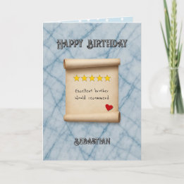 Cartão Brother 5 star review blue birthday