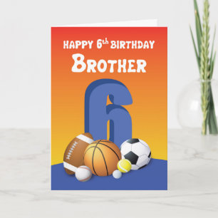 Cartão Brother 6 Birthday Sports Balls