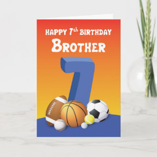 Cartão Brother 7 Birthday Sports Balls