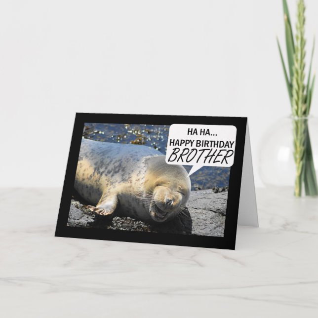 Cartão Brother Birthday card with laughing seal pup (Frente)