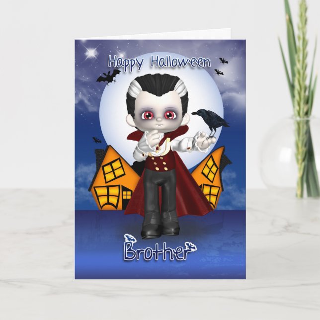 Cartão brother fun vampire halloween greeting card (Frente)