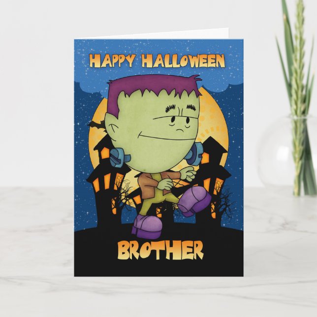 Cartão brother halloween card with frankie stomping (Frente)