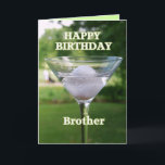 Cartão Brother Martini Golf Ball - Parabéns<br><div class="desc">O irmão Martini Golf Ball Birthday Card Golf é uma desculpa excelente para celebrar um aniversário no décimo nono buraco!</div>