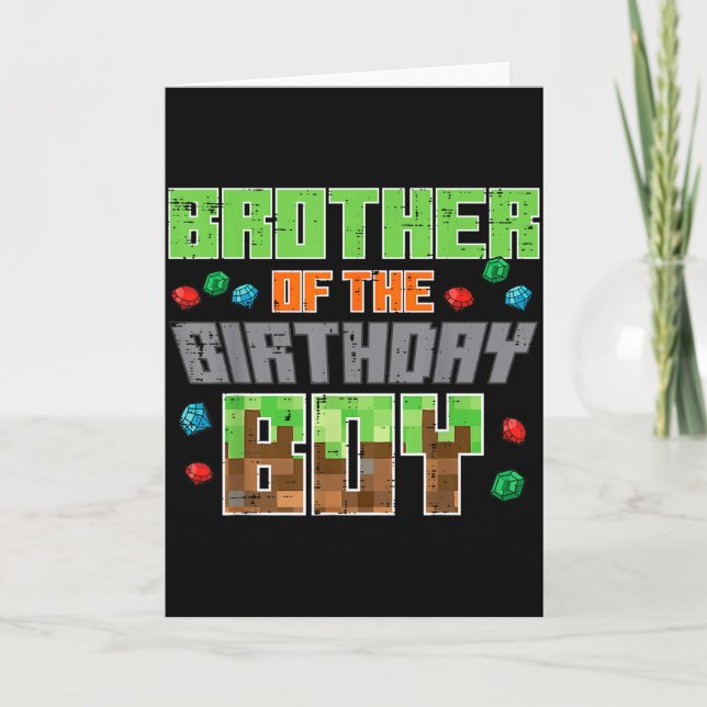 Cartão Brother Of Birthday Boy Xel Gamer Bday Party Boys  (Frente)