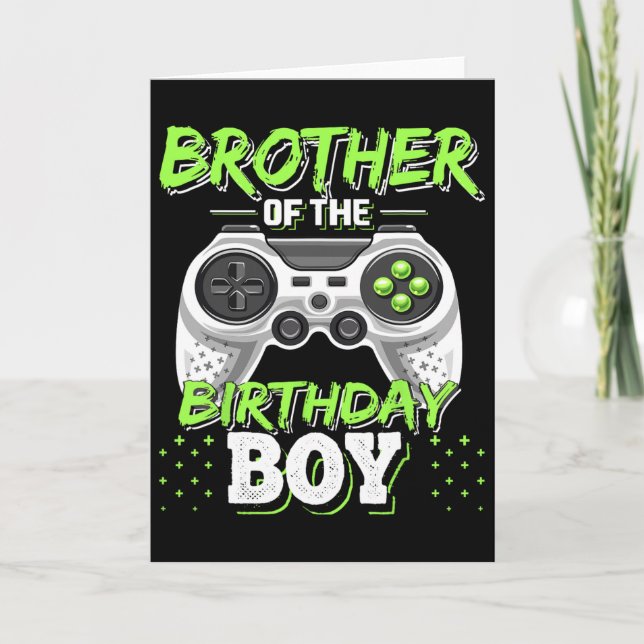 Cartão Brother Of The Birthday Boy Matching Video Game Bi (Frente)