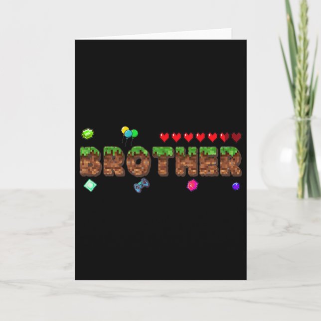 Cartão Brother Of The Birthday Boy Pixel Game Matching Fa (Frente)