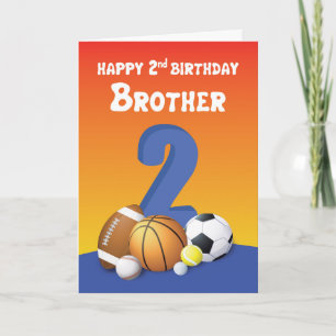 Cartão Brother segundo aniversário Sports Balls