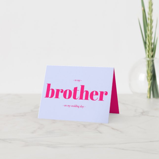 Cartão Brother Wedding Minimal Simple Lilac pink (Frente)